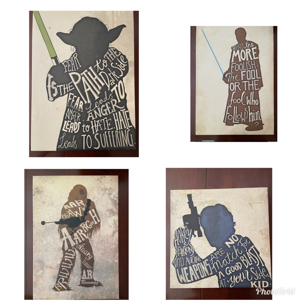 Set of 4 Star Wars Themed Canvas Art Prints